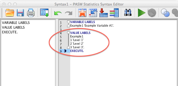 How to write notes in spss syntax